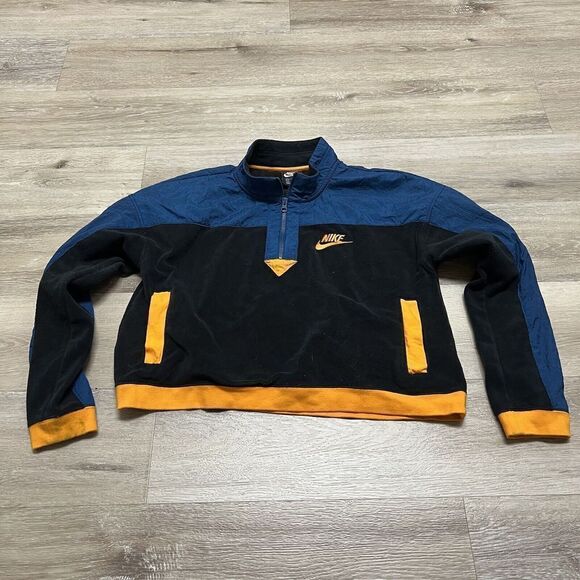 Nike Sportswear Half Zip Retro Cropped Fleece Jacket Womens Size Large PLEASE RE - Picture 1 of 9
